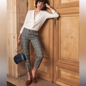 Sezane Gustav Trousers in Grey Checks Size 4 (FR 36)